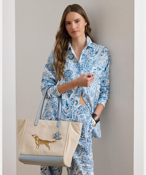 LAUREN RALPH LAUREN / ローレン ラルフ ローレン トートバッグ | ドッグエンブロイダリー ラージ Cameryn トート バッグ | 詳細5