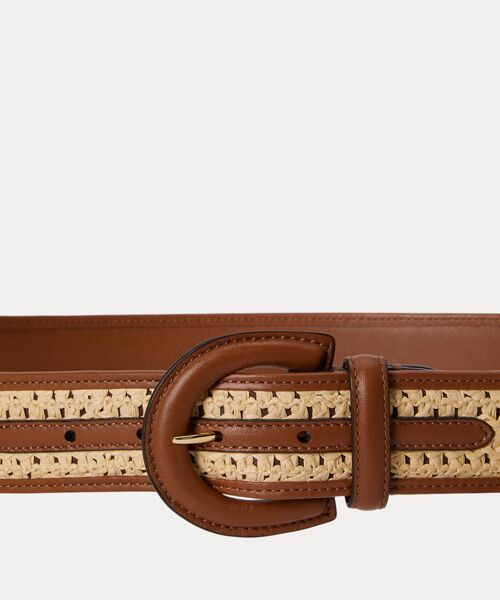 LAUREN RALPH LAUREN / ローレン ラルフ ローレン ベルト・サスペンダー | クレセントバックル ストローレザー ワイド ベルト | 詳細1
