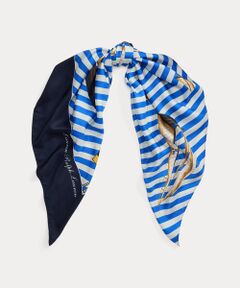 LAUREN RALPH LAUREN / ローレン ラルフ ローレン バンダナ・スカーフ | ストライプド セールボートプリント シルク スクエア スカーフ