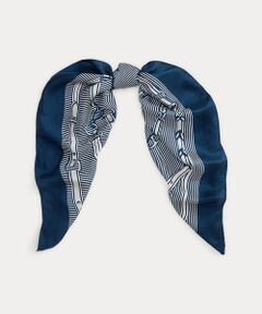 LAUREN RALPH LAUREN / ローレン ラルフ ローレン バンダナ・スカーフ | ストライプド ベルティングプリント シルク スクエア スカーフ