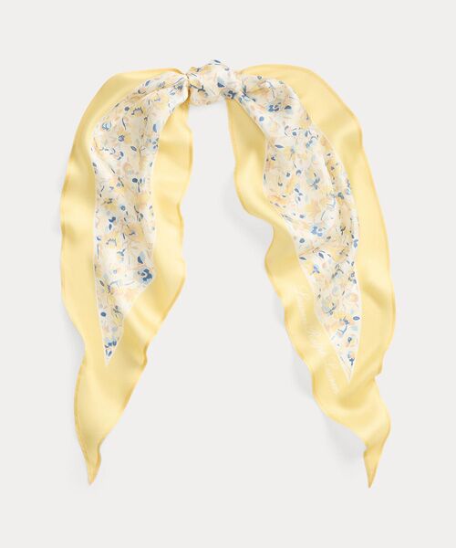 LAUREN RALPH LAUREN / ローレン ラルフ ローレン バンダナ・スカーフ | フローラル シルク ダイヤモンド スカーフ（700イエロー）