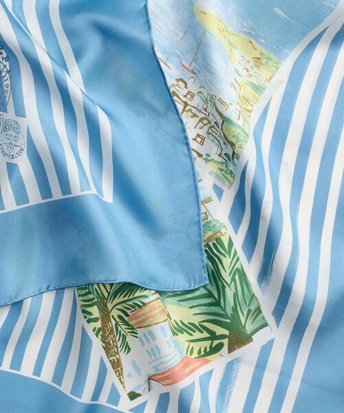 LAUREN RALPH LAUREN / ローレン ラルフ ローレン バンダナ・スカーフ | ストライプド ポストカードプリント シルク スクエア スカーフ | 詳細2