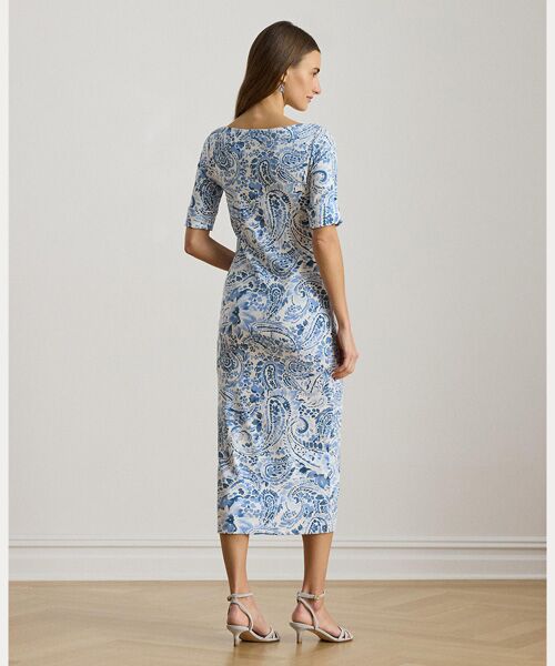 LAUREN RALPH LAUREN / ローレン ラルフ ローレン ロング・マキシ丈ワンピース | ペイズリー コットン ボートネック ミディ ドレス | 詳細3
