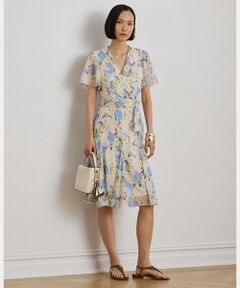 LAUREN RALPH LAUREN / ローレン ラルフ ローレン ミニ丈・ひざ丈ワンピース | フローラル クリンクル ジョーゼット サープリス ドレス