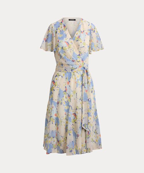 LAUREN RALPH LAUREN / ローレン ラルフ ローレン ミニ丈・ひざ丈ワンピース | フローラル クリンクル ジョーゼット サープリス ドレス | 詳細1