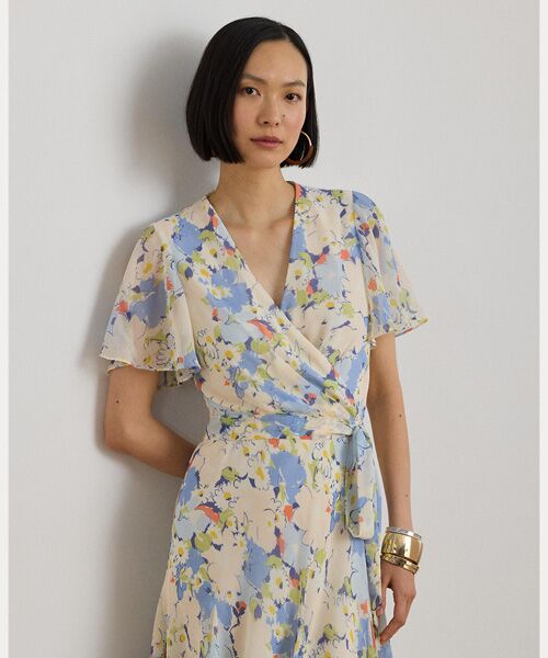 LAUREN RALPH LAUREN / ローレン ラルフ ローレン ミニ丈・ひざ丈ワンピース | フローラル クリンクル ジョーゼット サープリス ドレス | 詳細2