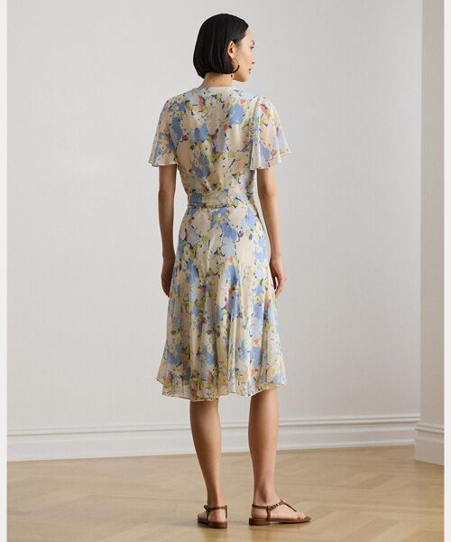 LAUREN RALPH LAUREN / ローレン ラルフ ローレン ミニ丈・ひざ丈ワンピース | フローラル クリンクル ジョーゼット サープリス ドレス | 詳細3