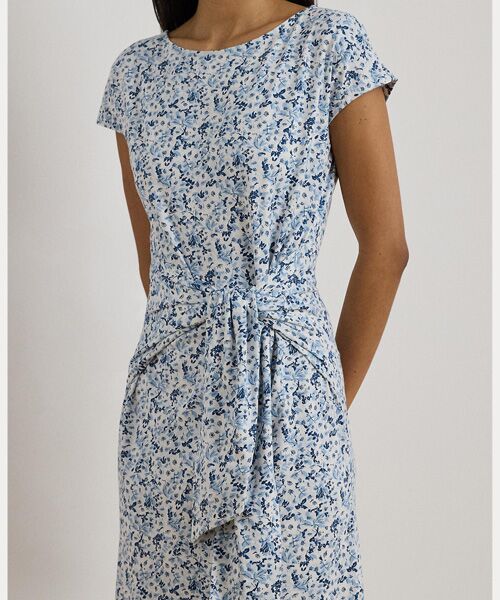 LAUREN RALPH LAUREN / ローレン ラルフ ローレン ロング・マキシ丈ワンピース | フローラル ジャージー タイフロント Tシャツ ドレス | 詳細4