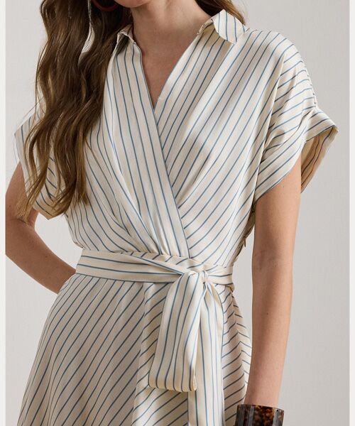 LAUREN RALPH LAUREN / ローレン ラルフ ローレン ロング・マキシ丈ワンピース | ストライプド ベルテッド ツイル ドレス | 詳細4