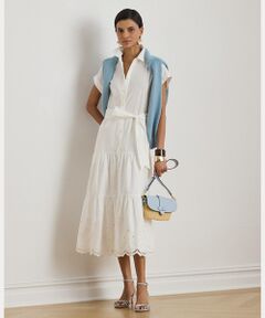 LAUREN RALPH LAUREN / ローレン ラルフ ローレン ロング・マキシ丈ワンピース | アイレット ブロードクロス ティアード シャツドレス