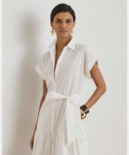 LAUREN RALPH LAUREN / ローレン ラルフ ローレン ロング・マキシ丈ワンピース | アイレット ブロードクロス ティアード シャツドレス | 詳細2