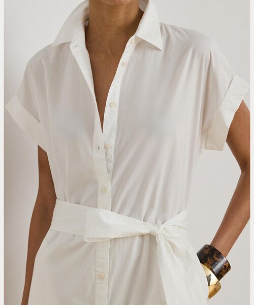 LAUREN RALPH LAUREN / ローレン ラルフ ローレン ロング・マキシ丈ワンピース | アイレット ブロードクロス ティアード シャツドレス | 詳細4