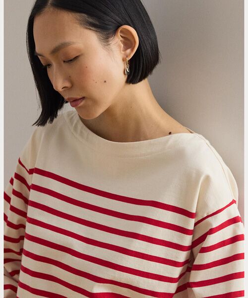LAUREN RALPH LAUREN / ローレン ラルフ ローレン カットソー | ストライプド ジャージー ボートネック トップ | 詳細4