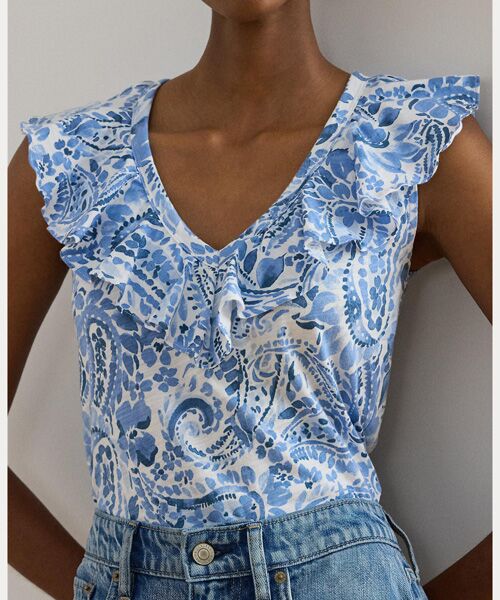 LAUREN RALPH LAUREN / ローレン ラルフ ローレン その他トップス | ペイズリー フリルトリム スラブ スリーブレス トップ | 詳細4