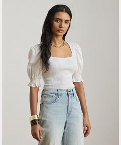 LAUREN RALPH LAUREN / ローレン ラルフ ローレン その他トップス | スモックド コットン ジャージー パフスリーブ トップ