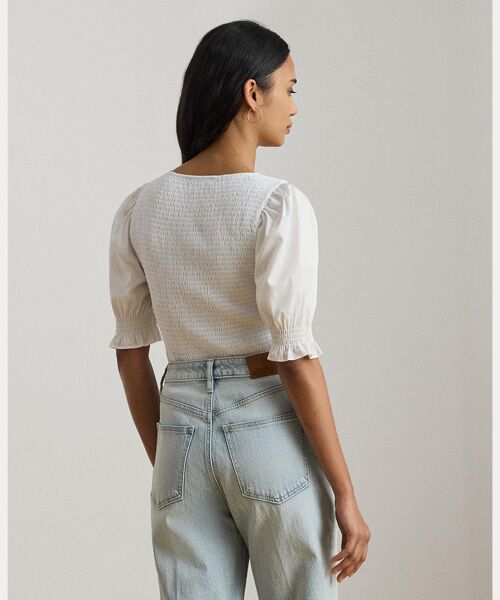 LAUREN RALPH LAUREN / ローレン ラルフ ローレン その他トップス | スモックド コットン ジャージー パフスリーブ トップ | 詳細3