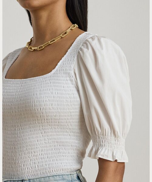 LAUREN RALPH LAUREN / ローレン ラルフ ローレン その他トップス | スモックド コットン ジャージー パフスリーブ トップ | 詳細4