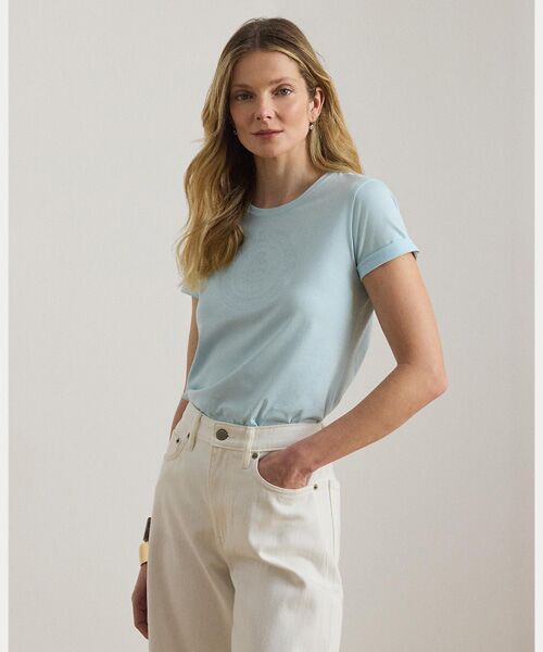 LAUREN RALPH LAUREN / ローレン ラルフ ローレン Tシャツ | エンブロイダリークレスト コットン ジャージー Tシャツ（400ブルー）