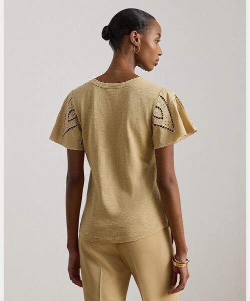 LAUREN RALPH LAUREN / ローレン ラルフ ローレン カットソー | アイレット コットン ジャージー & ブロードクロス トップ | 詳細3