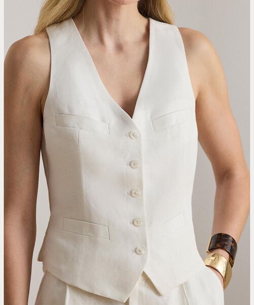LAUREN RALPH LAUREN / ローレン ラルフ ローレン ベスト | リネンブレンド ツイル ベスト | 詳細4