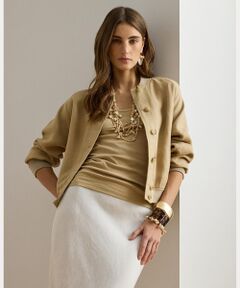 LAUREN RALPH LAUREN / ローレン ラルフ ローレン ノーカラージャケット | リネン フライト ジャケット