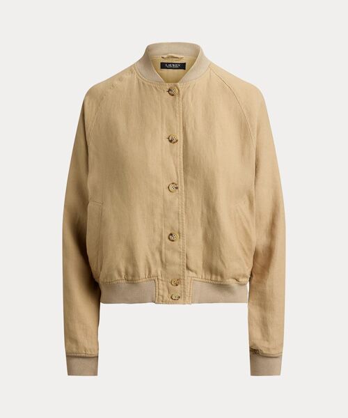 LAUREN RALPH LAUREN / ローレン ラルフ ローレン ノーカラージャケット | リネン フライト ジャケット | 詳細1