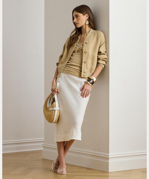 LAUREN RALPH LAUREN / ローレン ラルフ ローレン ノーカラージャケット | リネン フライト ジャケット | 詳細2