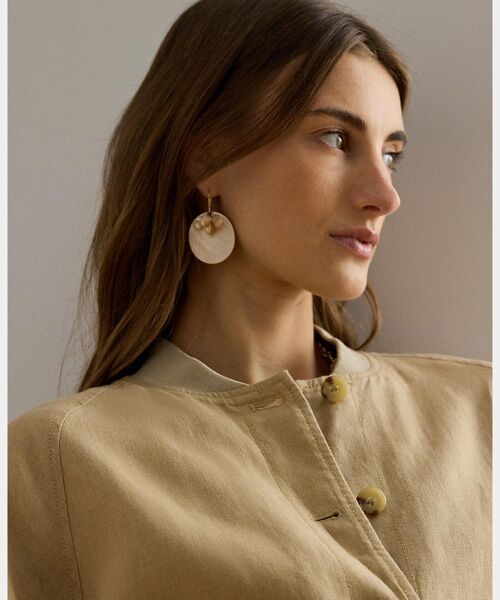 LAUREN RALPH LAUREN / ローレン ラルフ ローレン ノーカラージャケット | リネン フライト ジャケット | 詳細5