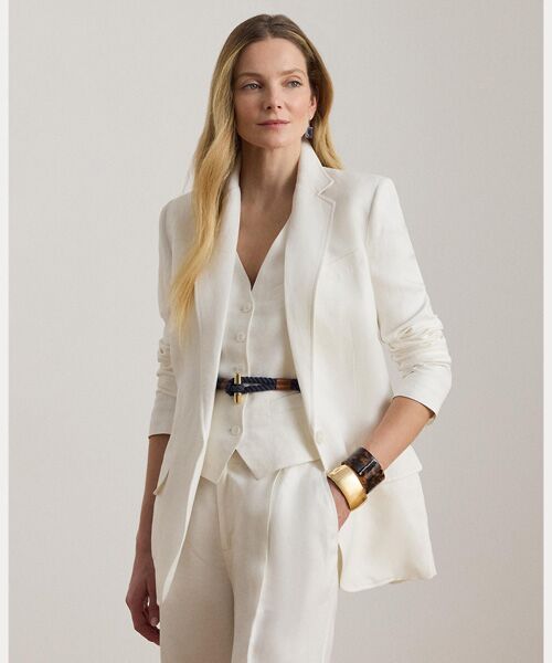 LAUREN RALPH LAUREN / ローレン ラルフ ローレン テーラードジャケット | リネンブレンド ツイル ブレザー（100ホワイト）