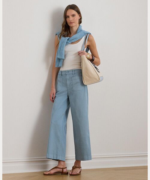 LAUREN RALPH LAUREN / ローレン ラルフ ローレン ショート・ハーフ・半端丈パンツ | ストレッチ チノ ワイドレッグ クロップド パンツ（400ブルー）