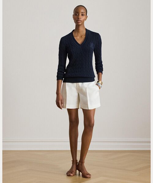 LAUREN RALPH LAUREN / ローレン ラルフ ローレン ショート・ハーフ・半端丈パンツ | プリーテッド リネンブレンド ツイル ショートパンツ | 詳細5