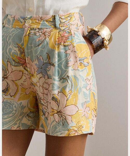 LAUREN RALPH LAUREN / ローレン ラルフ ローレン ショート・ハーフ・半端丈パンツ | フローラル プリーテッド リネン ショートパンツ | 詳細4