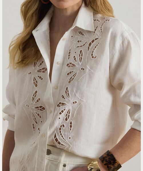 LAUREN RALPH LAUREN / ローレン ラルフ ローレン シャツ・ブラウス | アイレット リネン シャツ | 詳細4