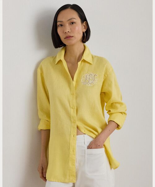 LAUREN RALPH LAUREN / ローレン ラルフ ローレン シャツ・ブラウス | リラックス フィット アイレットロゴ リネン シャツ(700イエロー)