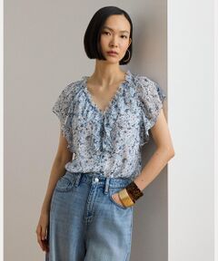 LAUREN RALPH LAUREN / ローレン ラルフ ローレン シャツ・ブラウス | フローラル フリルトリム ジョーゼット ブラウス