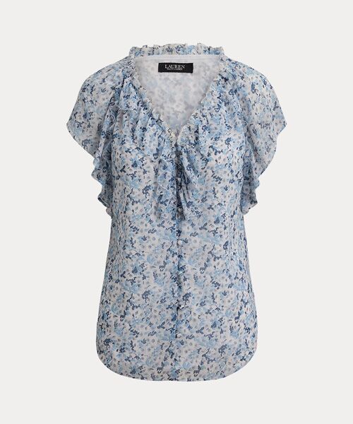 LAUREN RALPH LAUREN / ローレン ラルフ ローレン シャツ・ブラウス | フローラル フリルトリム ジョーゼット ブラウス | 詳細1