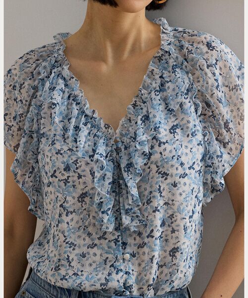 LAUREN RALPH LAUREN / ローレン ラルフ ローレン シャツ・ブラウス | フローラル フリルトリム ジョーゼット ブラウス | 詳細4