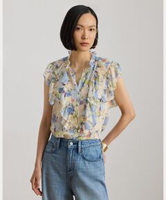 LAUREN RALPH LAUREN / ローレン ラルフ ローレン シャツ・ブラウス | フローラル フリルトリム ジョーゼット シャツ