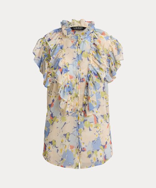 LAUREN RALPH LAUREN / ローレン ラルフ ローレン シャツ・ブラウス | フローラル フリルトリム ジョーゼット シャツ | 詳細1
