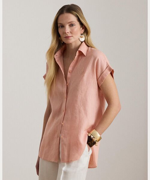 LAUREN RALPH LAUREN / ローレン ラルフ ローレン シャツ・ブラウス | リネン ショートスリーブ シャツ（650ピンク）