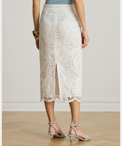 LAUREN RALPH LAUREN / ローレン ラルフ ローレン ロング・マキシ丈スカート | ペイズリーアイレット コットン ミディ ペンシル スカート | 詳細3