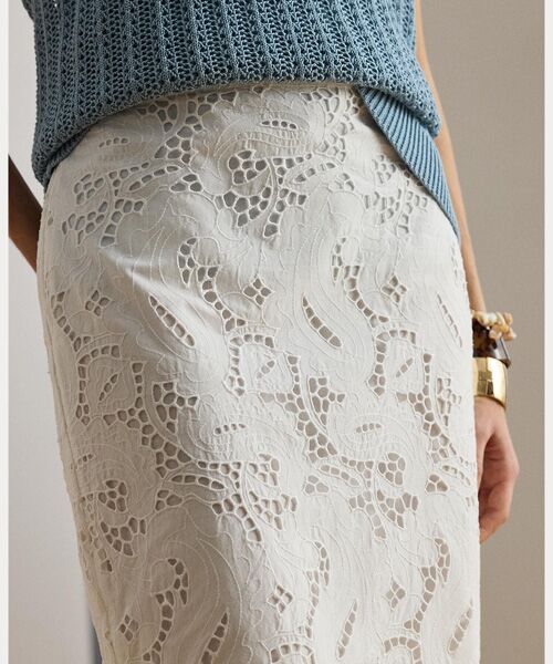 LAUREN RALPH LAUREN / ローレン ラルフ ローレン ロング・マキシ丈スカート | ペイズリーアイレット コットン ミディ ペンシル スカート | 詳細4