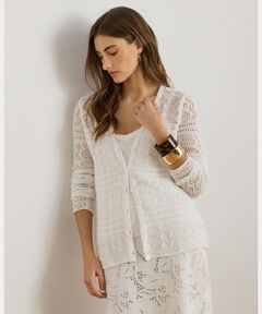 LAUREN RALPH LAUREN / ローレン ラルフ ローレン カーディガン・ボレロ | ポインテール リネンコットン Vネック カーディガン