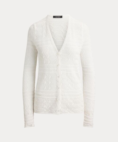 LAUREN RALPH LAUREN / ローレン ラルフ ローレン カーディガン・ボレロ | ポインテール リネンコットン Vネック カーディガン | 詳細1