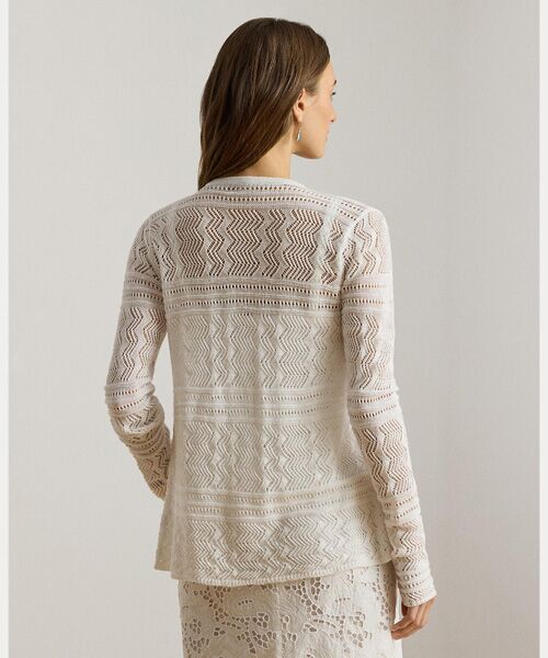 LAUREN RALPH LAUREN / ローレン ラルフ ローレン カーディガン・ボレロ | ポインテール リネンコットン Vネック カーディガン | 詳細3