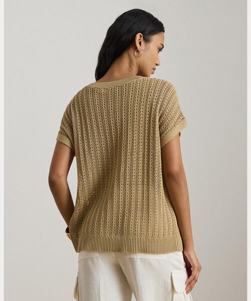 LAUREN RALPH LAUREN / ローレン ラルフ ローレン ニット・セーター | コットンブレンド メッシュ ショートスリーブ セーター | 詳細3