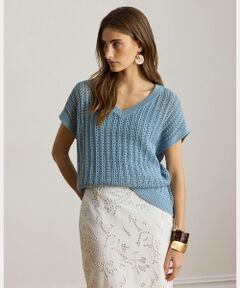 LAUREN RALPH LAUREN / ローレン ラルフ ローレン ニット・セーター | コットンブレンド メッシュ ショートスリーブ セーター