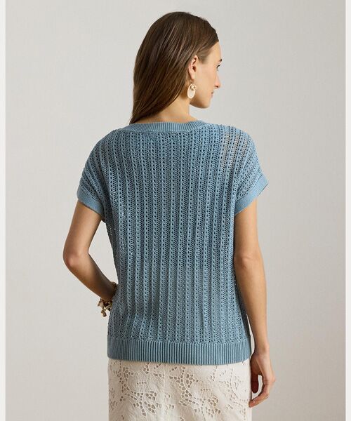 LAUREN RALPH LAUREN / ローレン ラルフ ローレン ニット・セーター | コットンブレンド メッシュ ショートスリーブ セーター | 詳細3