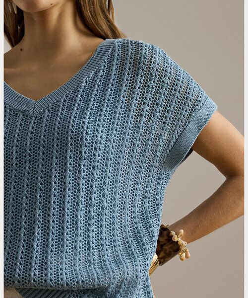 LAUREN RALPH LAUREN / ローレン ラルフ ローレン ニット・セーター | コットンブレンド メッシュ ショートスリーブ セーター | 詳細4