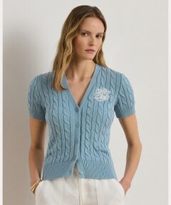 LAUREN RALPH LAUREN / ローレン ラルフ ローレン カーディガン・ボレロ | ケーブルニット コットン ショートスリーブ カーディガン